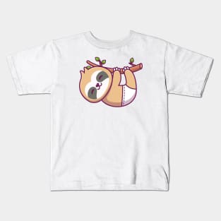 Baby Sloth Hanging On Tree And Wearing Underwear Kids T-Shirt